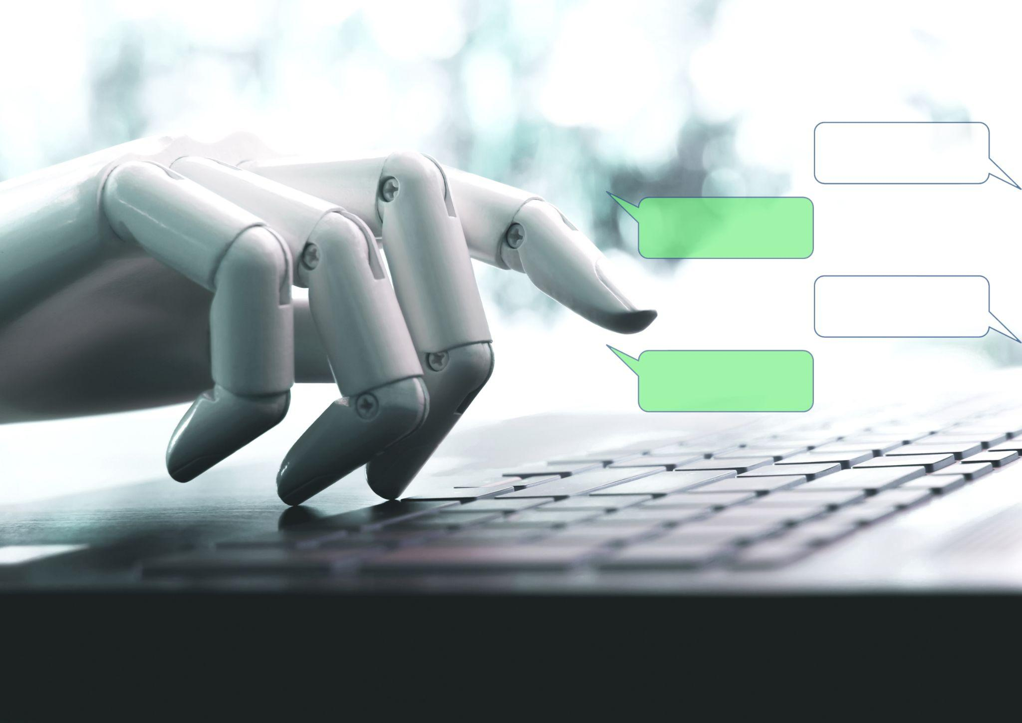 AI-powered robot types responses to automate customer conversations.